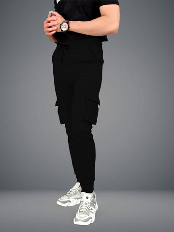 Lycra Blend Black Color Solid Men Track Pant