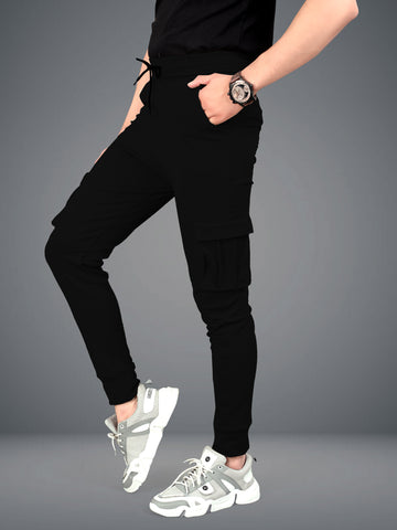 Lycra Blend Black Color Solid Men Track Pant