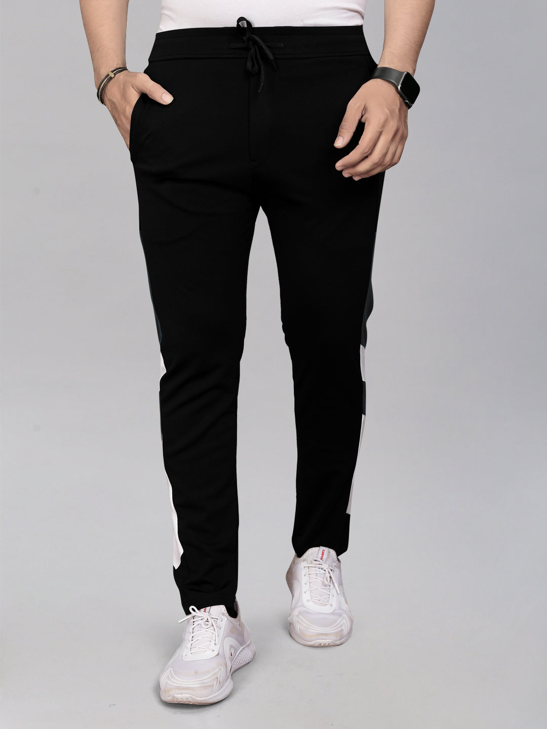 Lycra Blend Black Color Solid Men Track Pant