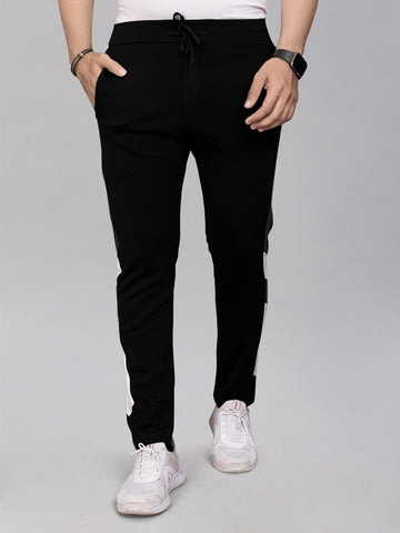 Lycra Blend Black Color Solid Men Track Pant