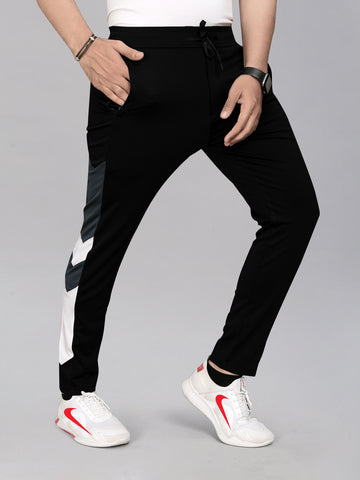 Lycra Blend Black Color Solid Men Track Pant