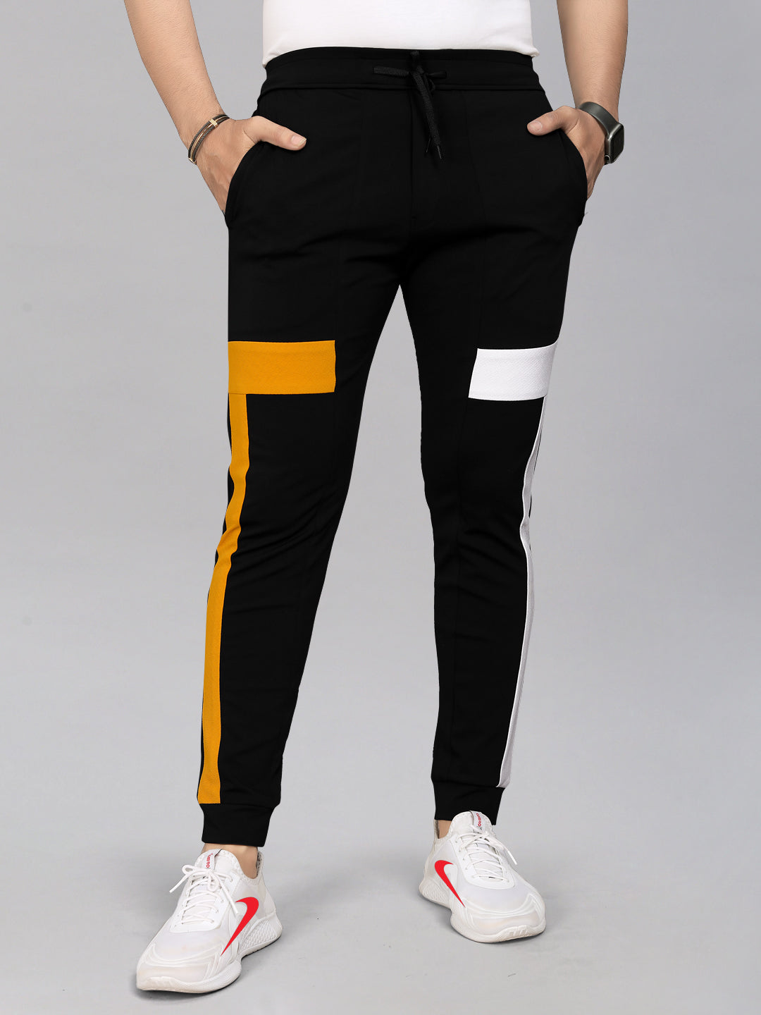 Lycra Blend Black Color Solid Men Track Pant