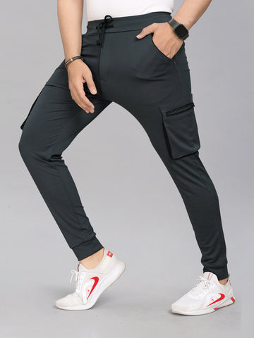 Drawstring Grey Color Lycra Blend 2 pocket Men's Track Pant