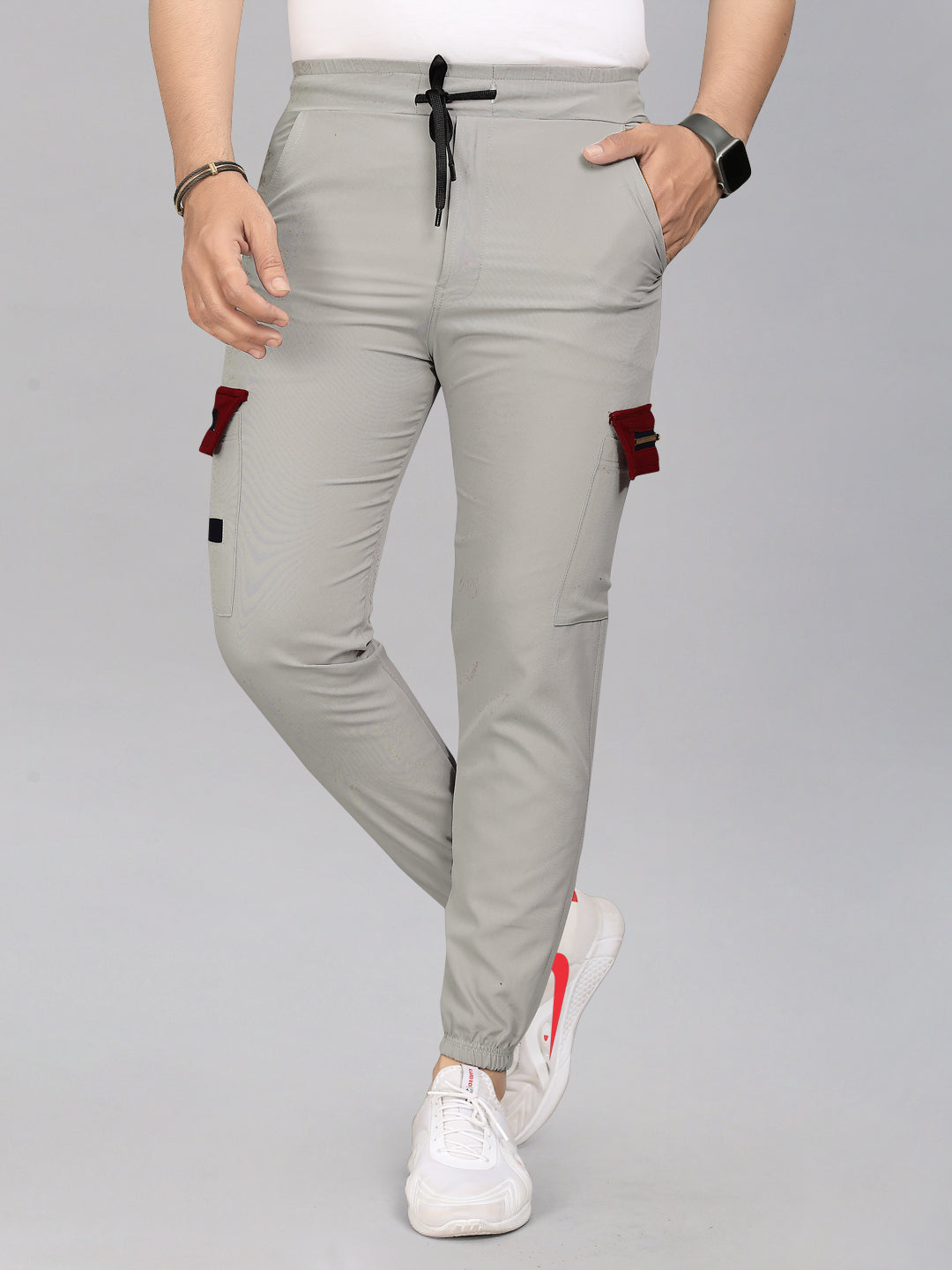 Drawstring Grey Color Lycra Blend 2 pocket Men's Track Pant