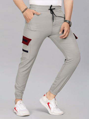 Drawstring Grey Color Lycra Blend 2 pocket Men's Track Pant