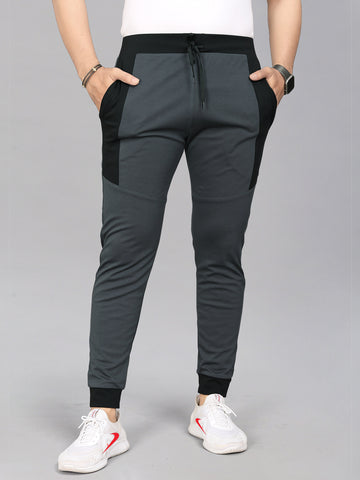 Lycra Blend Grey Color Solid Men Track Pant