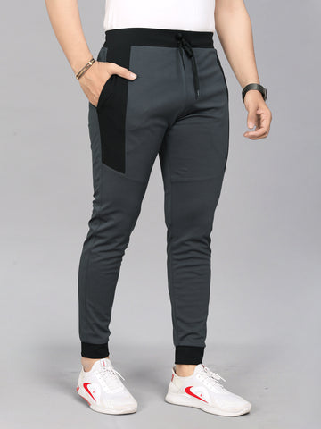 Lycra Blend Grey Color Solid Men Track Pant