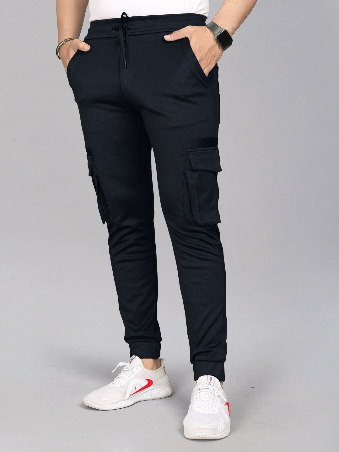 Lycra Blend Black Color Solid Men Track Pant