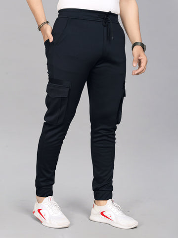 Lycra Blend Black Color Solid Men Track Pant