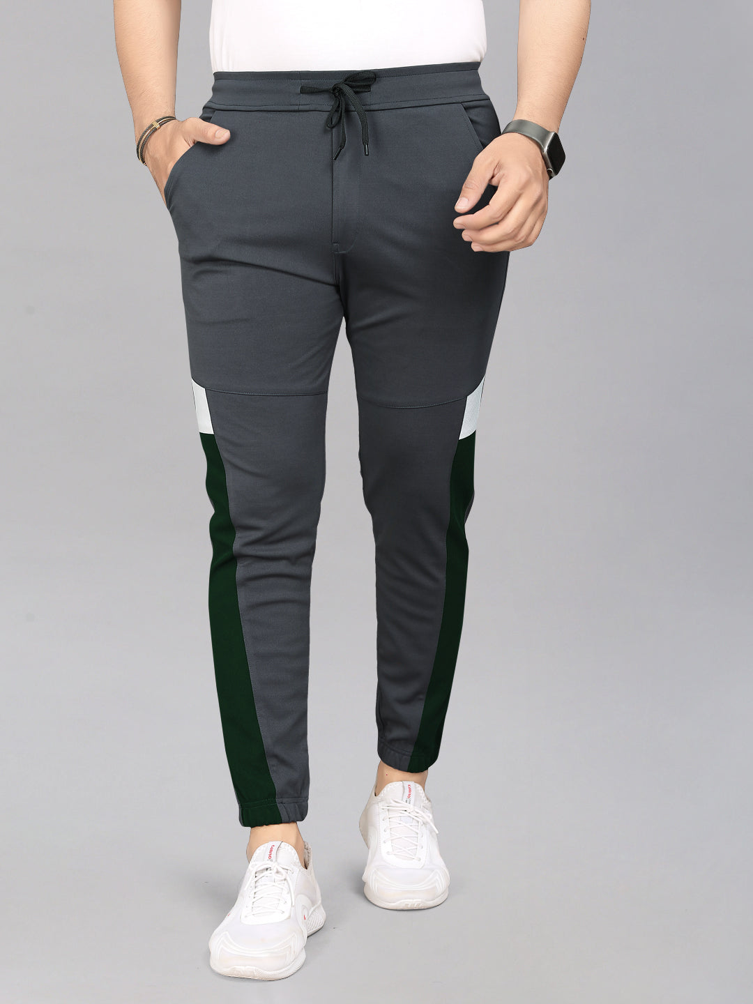 Lycra Blend Grey Color Solid Men Track Pant