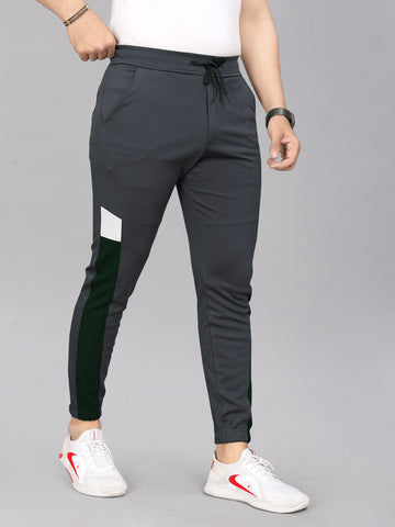 Lycra Blend Grey Color Solid Men Track Pant