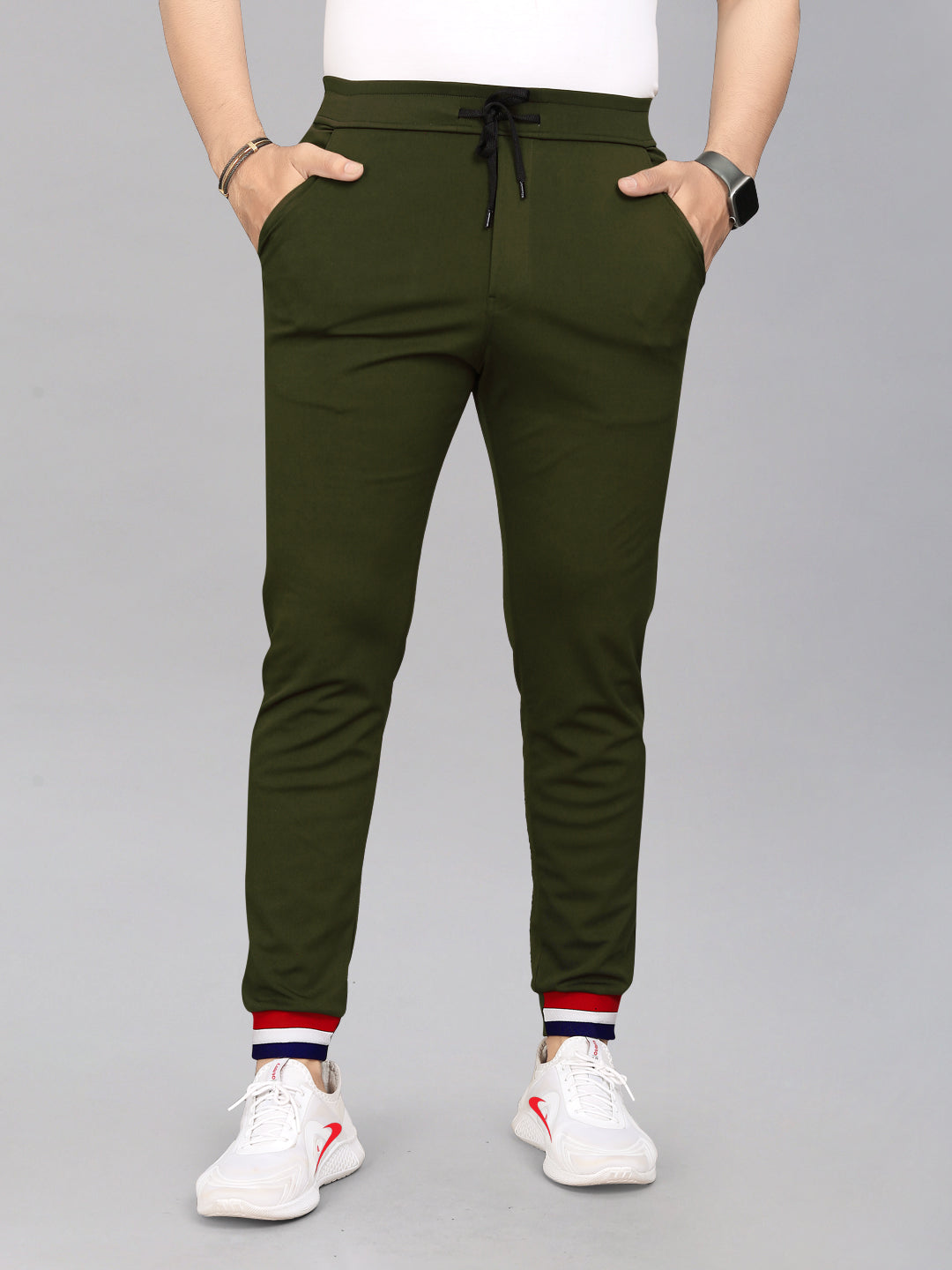 Lycra Blend Green Color Men Track Pant