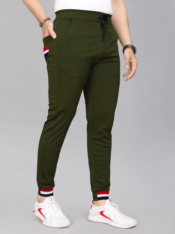 Lycra Blend Green Color Men Track Pant