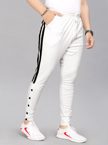 Lycra Blend White Color Men Track Pant