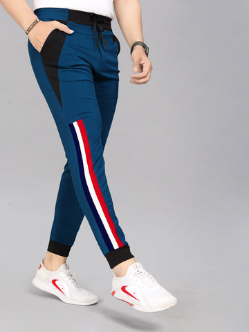 Lycra Blend Blue Color Solid Men Track Pant