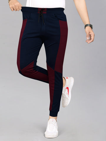 Drawstring Blue - Red Color Lycra Blend 2 pocket Men's Track Pant