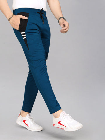 Drawstring Blue Color Lycra Blend 2 pocket Men's Track Pant