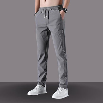 Men Straight Track Pants with Elasticated Drawstring Waist For Men