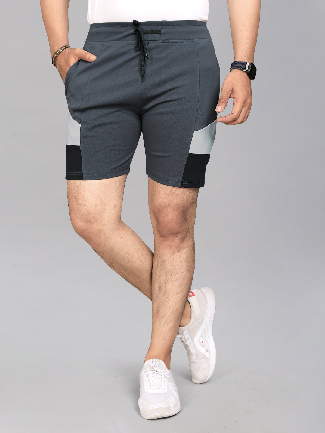 Lycra Blend Grey Color Solid Men's Shots.