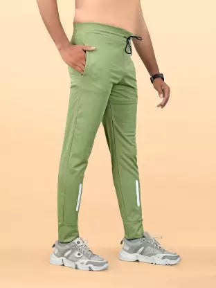 Solid Men Green Track Pants