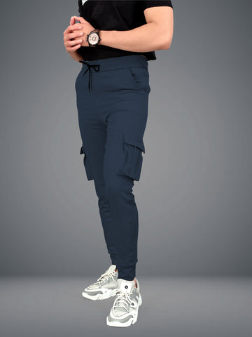 Lycra Blend Grey Color Solid Men Track Pant