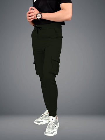 Lycra Blend Green Color Solid Men Track Pant