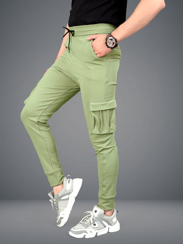 Lycra Blend Light Green Color Solid Men Track Pant