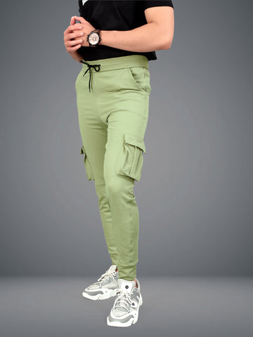 Lycra Blend Light Green Color Solid Men Track Pant