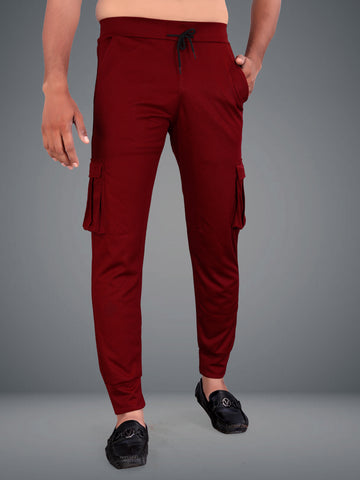 Lycra Blend Maroon Color Solid Men Track Pant