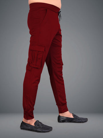 Lycra Blend Maroon Color Solid Men Track Pant