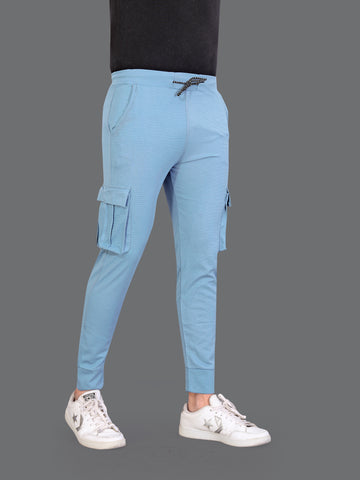 Male Sky Blue Lycra Track Pants, Brand Logo at Rs 130/piece in New