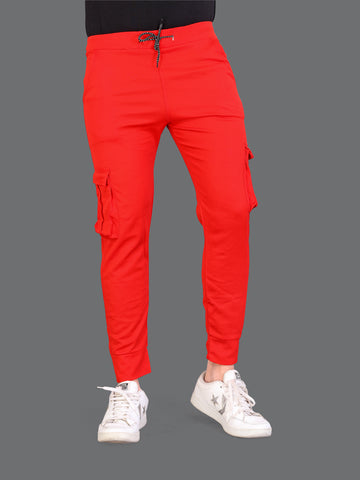 Lycra Blend Red Color Solid Men Track Pant