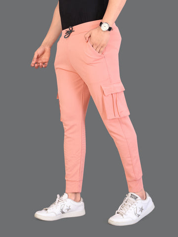 Lycra Blend Pink Color Solid Men Track Pant