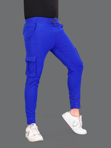 Lycra Blend Blue Color Solid Men Track Pant